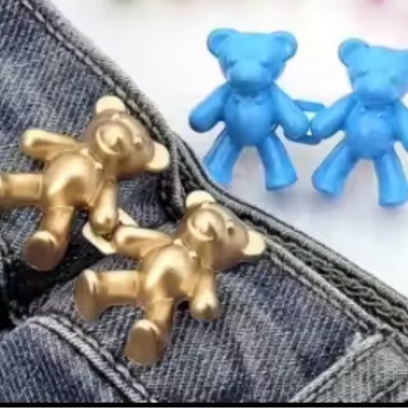 2Pcs Bear Shaped Adjustable Jean Button Waist Buckle Snap Pants Extender - Picture 2 of 3